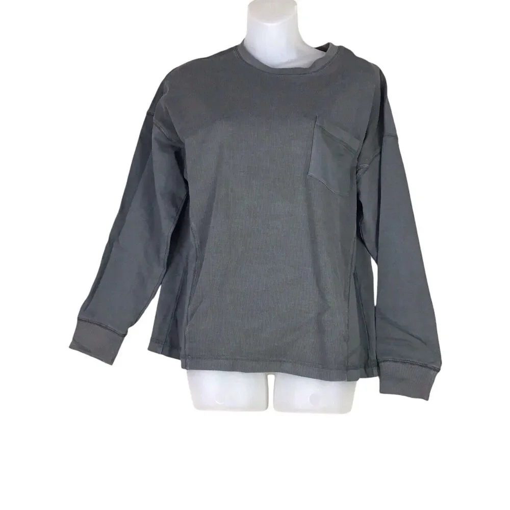 Wild Fable Womens Size M Pullover Sweatshirt Dark Gray Long Sleeve Crew Pocket - Picture 5 of 13